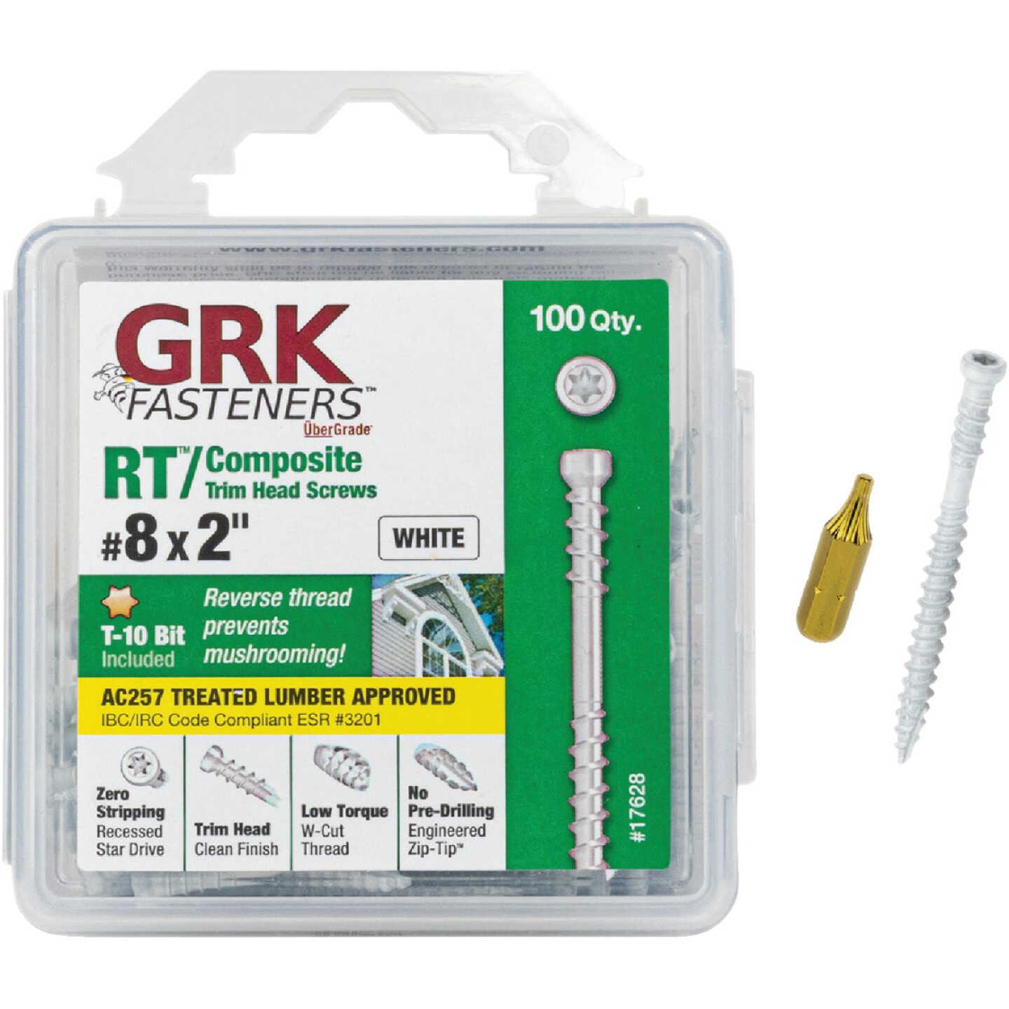 GRK RT #8 x 2 In. Star Drive White Composite Screw (100-Count) Image 1