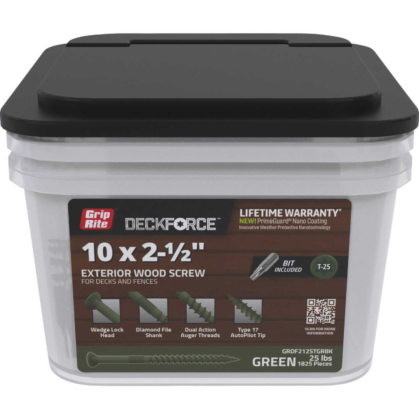 Grip-Rite DeckForce PrimeGuard Nano #10 x 3 In. Star Drive Green Screw (25 Lb.) Image 1