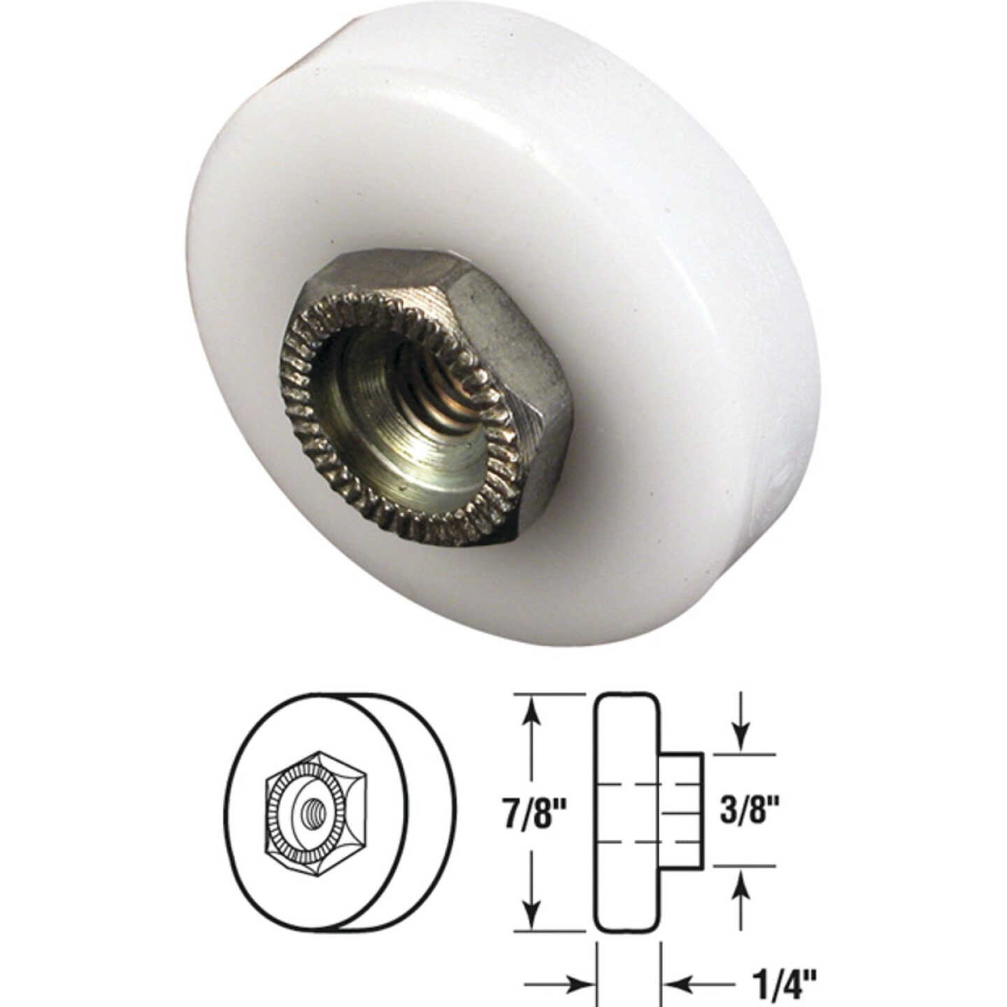 Prime-Line 7/8 Dia. x 3/8 In. W. Flat Shower Door Roller (2-Count) Image 1