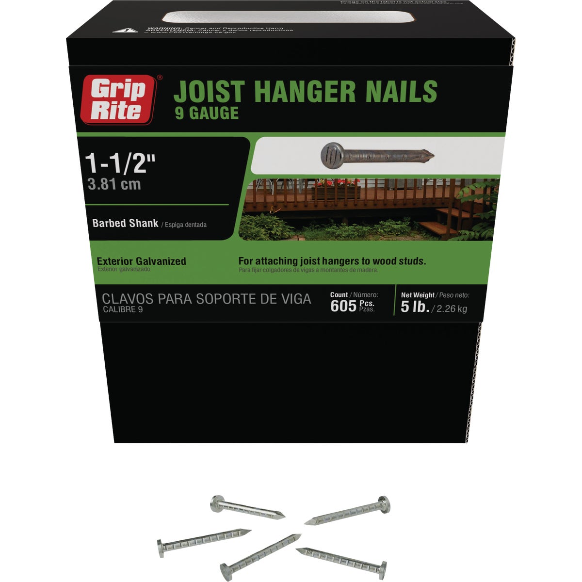 Grip-Rite 1-1/2 In. 9 ga Hot Galvanized Joist Nails (605-Count)