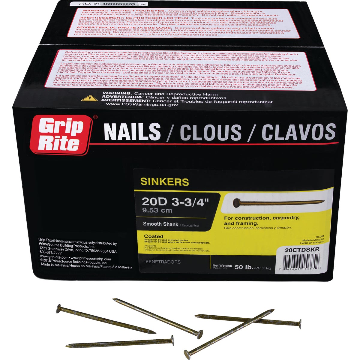 Grip-Rite 3-3/4 In. 20d x 9 ga Vinyl Coated Steel Sinker Nail (50 Lb.)