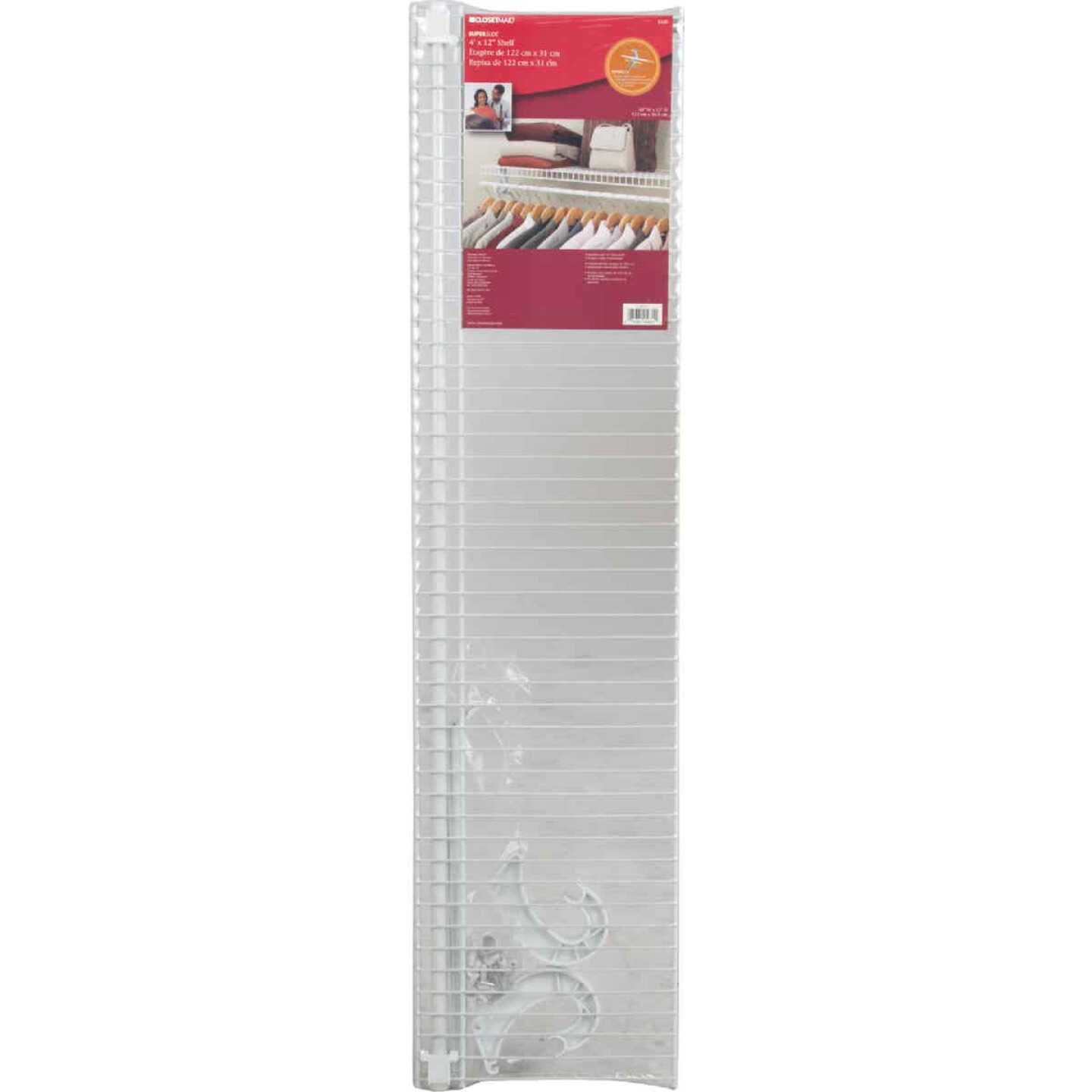 ClosetMaid SuperSlide 4 Ft. W. x 12 In. D. Ventilated Shelf Kit with Bar Image 1
