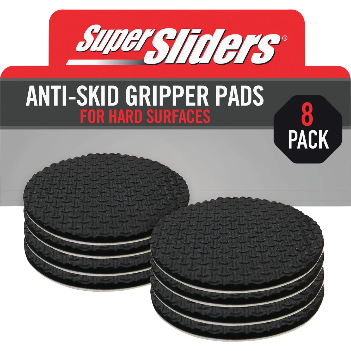 Super Sliders 1-1/2 In.  Anti-Skid Round Black Furniture Pad (8-Piece)
