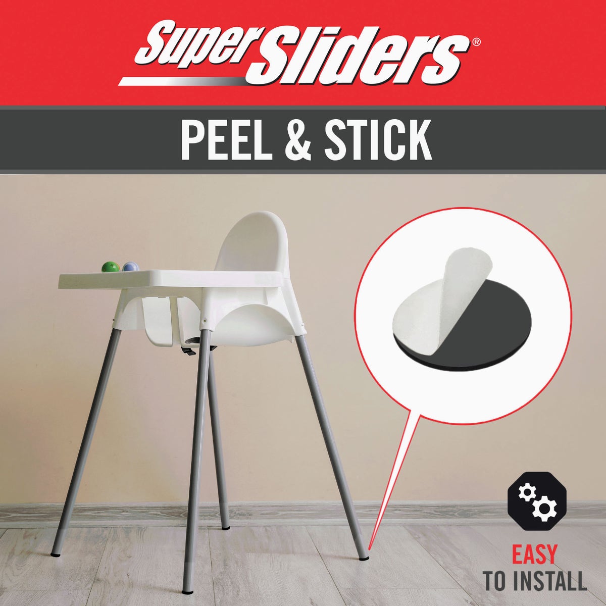 Super Sliders 1-1/2 In.  Anti-Skid Round Black Furniture Pad (8-Piece) Image 3