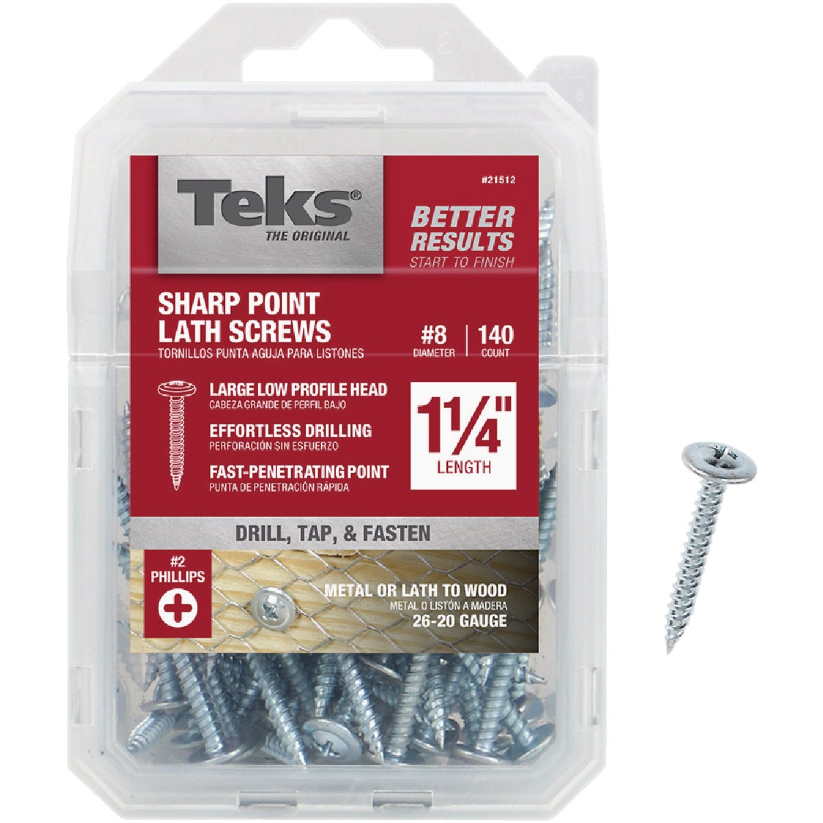 Teks #8 x 1-1/4 In. Modified Truss Head Sharp Point Lath Screw (140-Count)