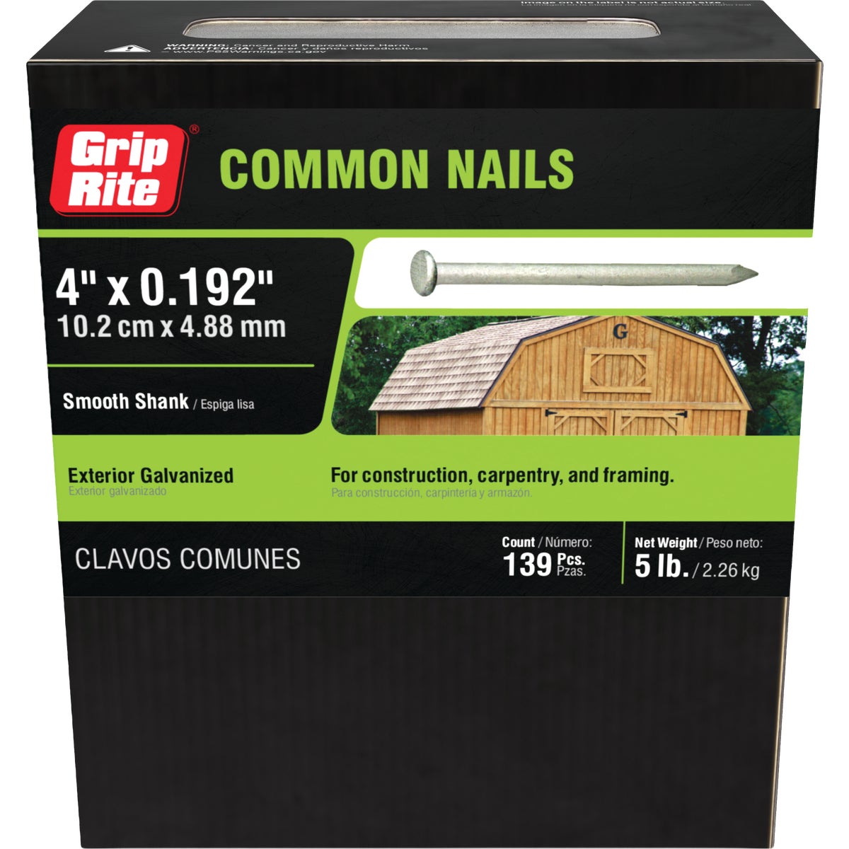 Grip-Rite 4 In. x 6 ga x 20d Hot Galvanized Common Nails (145-Count) Image 2