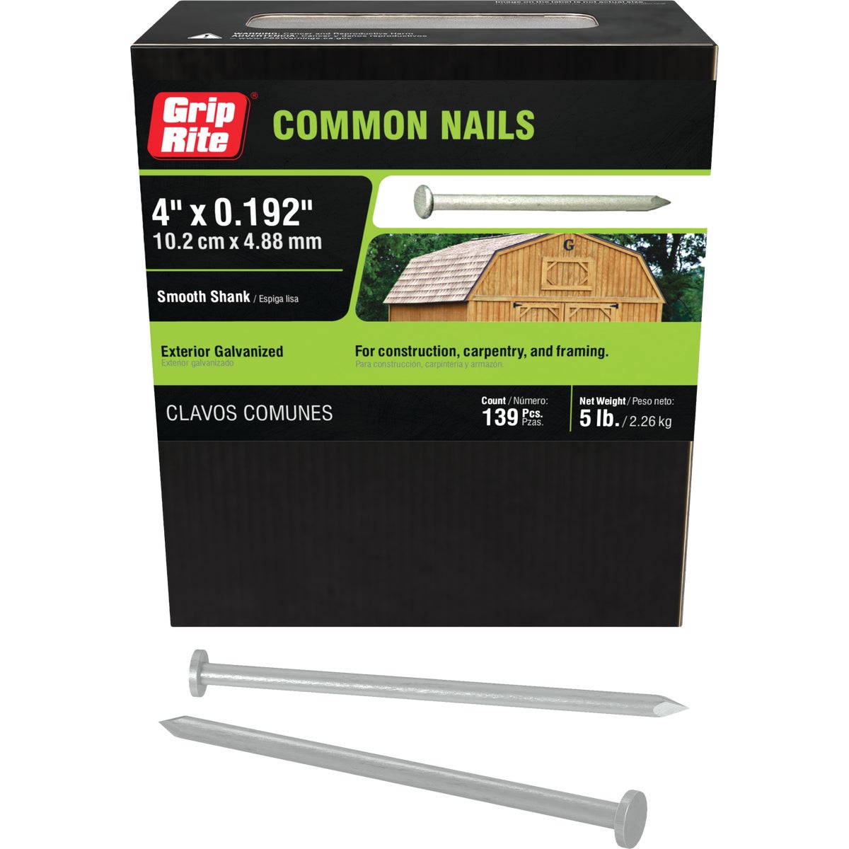 Grip-Rite 4 In. x 6 ga x 20d Hot Galvanized Common Nails (145-Count) Image 1