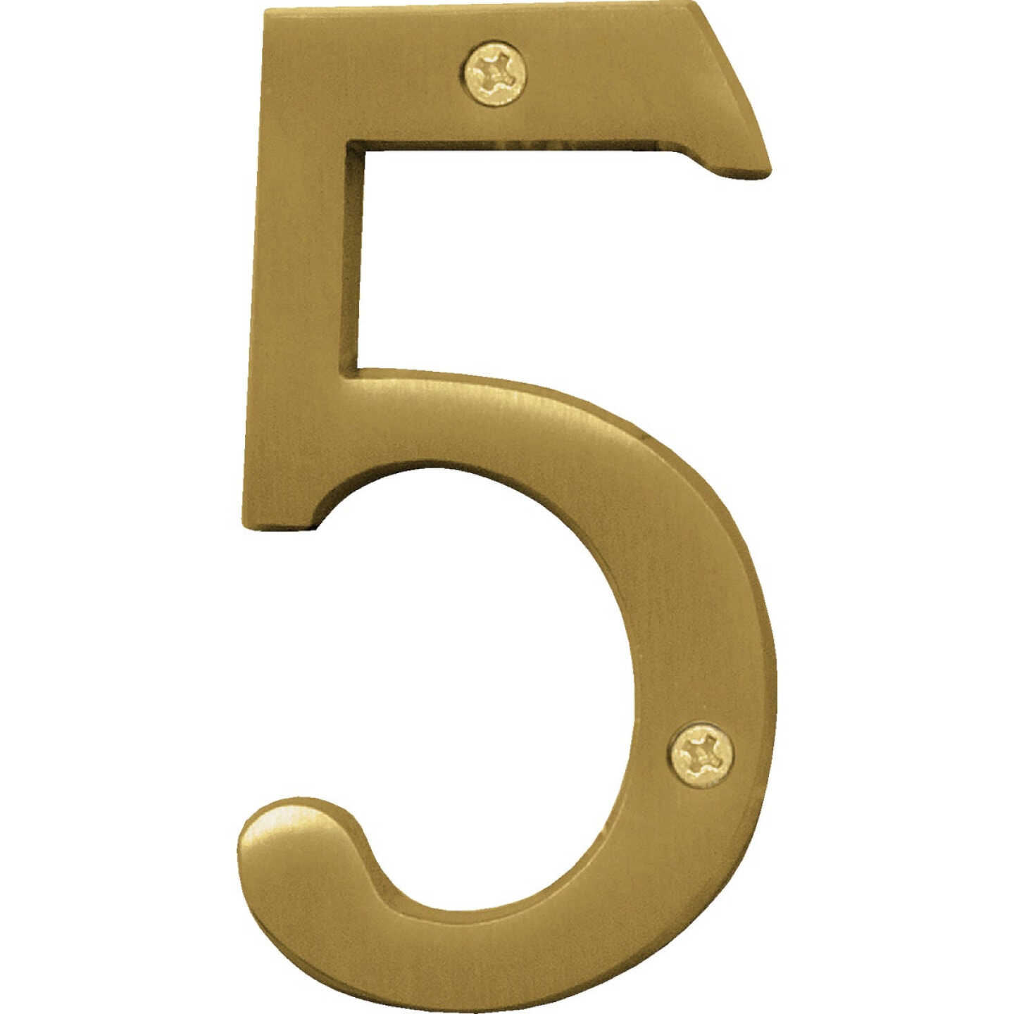 Hy-Ko 4 In. Brushed Brass Number 5 Image 1