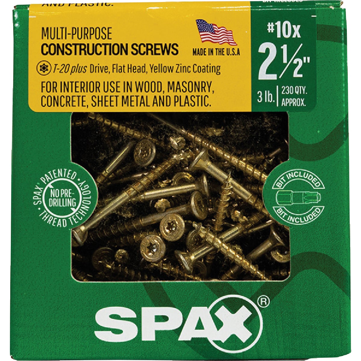 SPAX #10 x 2-1/2 In. T20 Plus Flat Head Yellow Zinc (Interior) Wood Screw (230-Count) Image 6