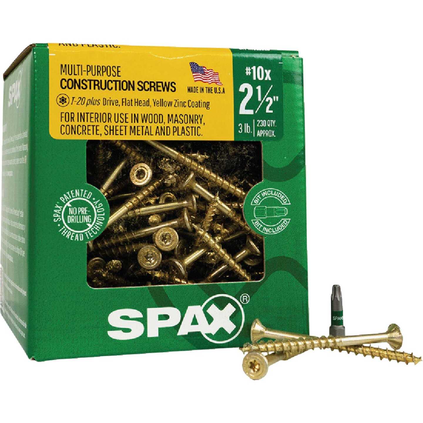 SPAX #10 x 2-1/2 In. T20 Plus Flat Head Yellow Zinc (Interior) Wood Screw (230-Count) Image 5