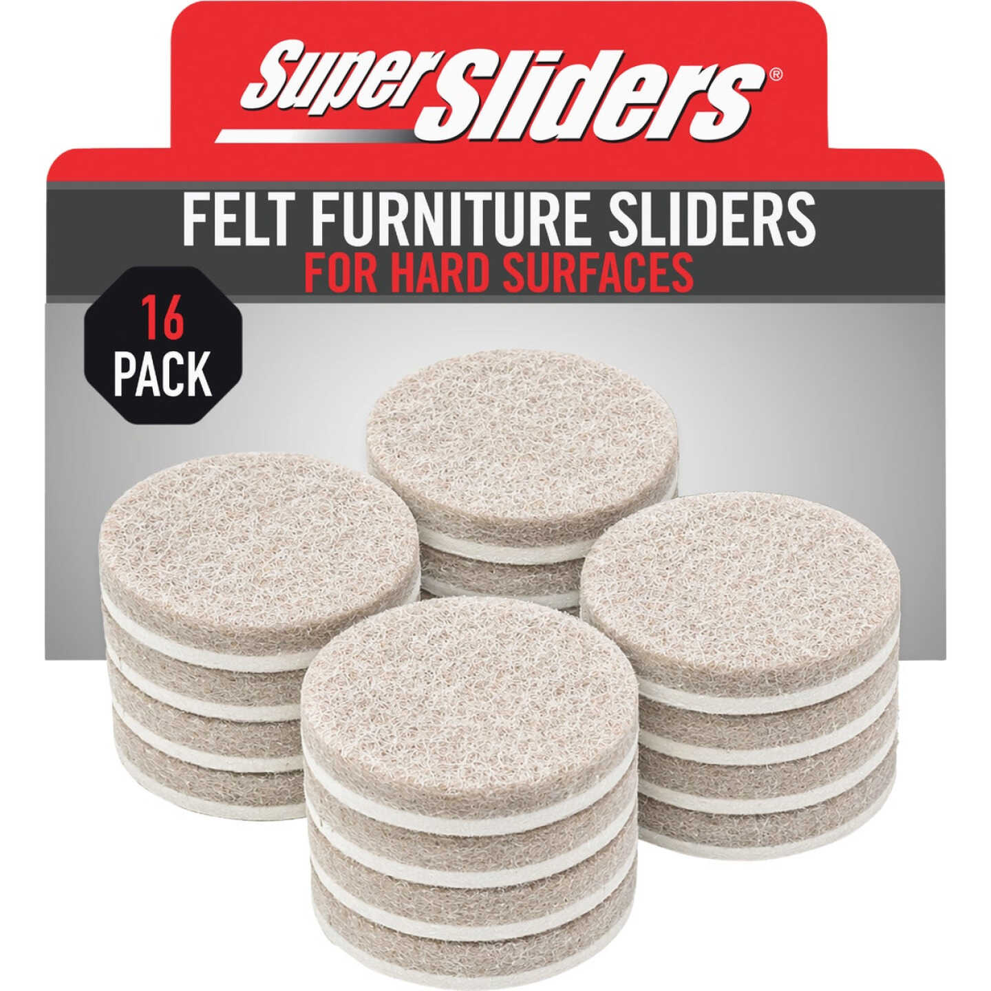 Super Sliders 1-1/2 In. Round Beige Felt Furniture Pads (16-Piece) Image 1