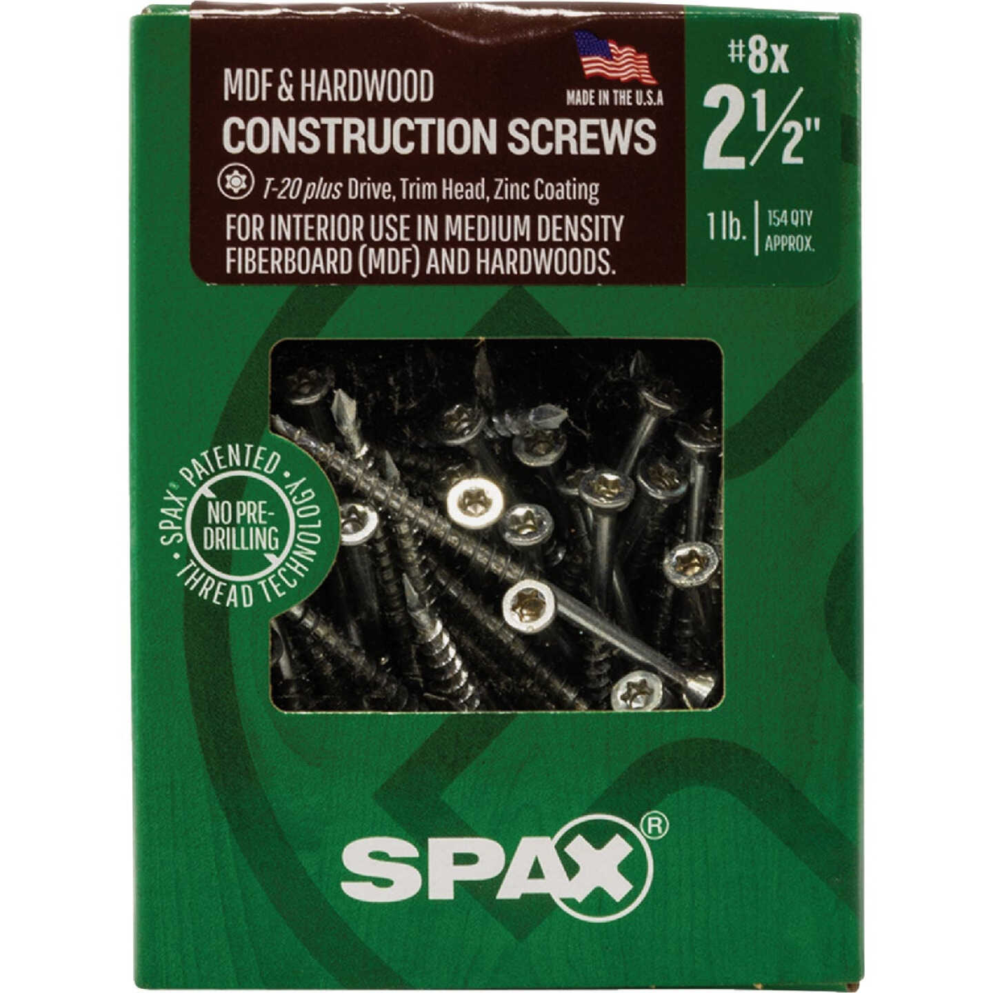 SPAX #8 x 2-1/2 In. T20 Plus Trim Head Zinc (Interior) MDF Cabinet Screw (154-Count) Image 4