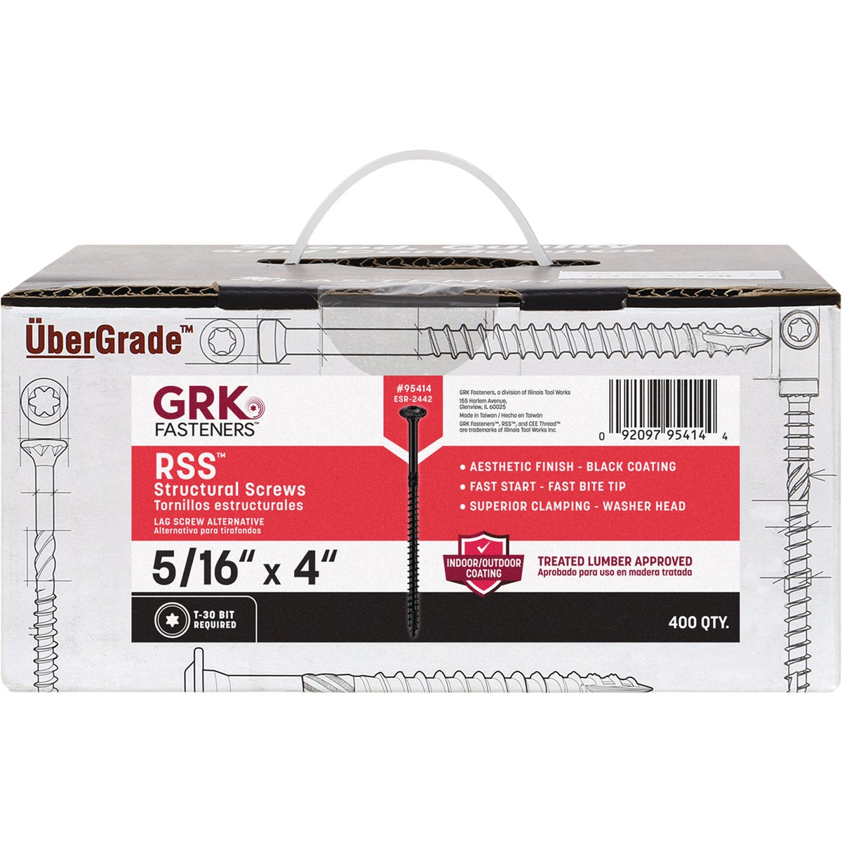 GRK RSS 5/16 In. x 4 In. Black Exterior Wood Structural Screw (400-Count)