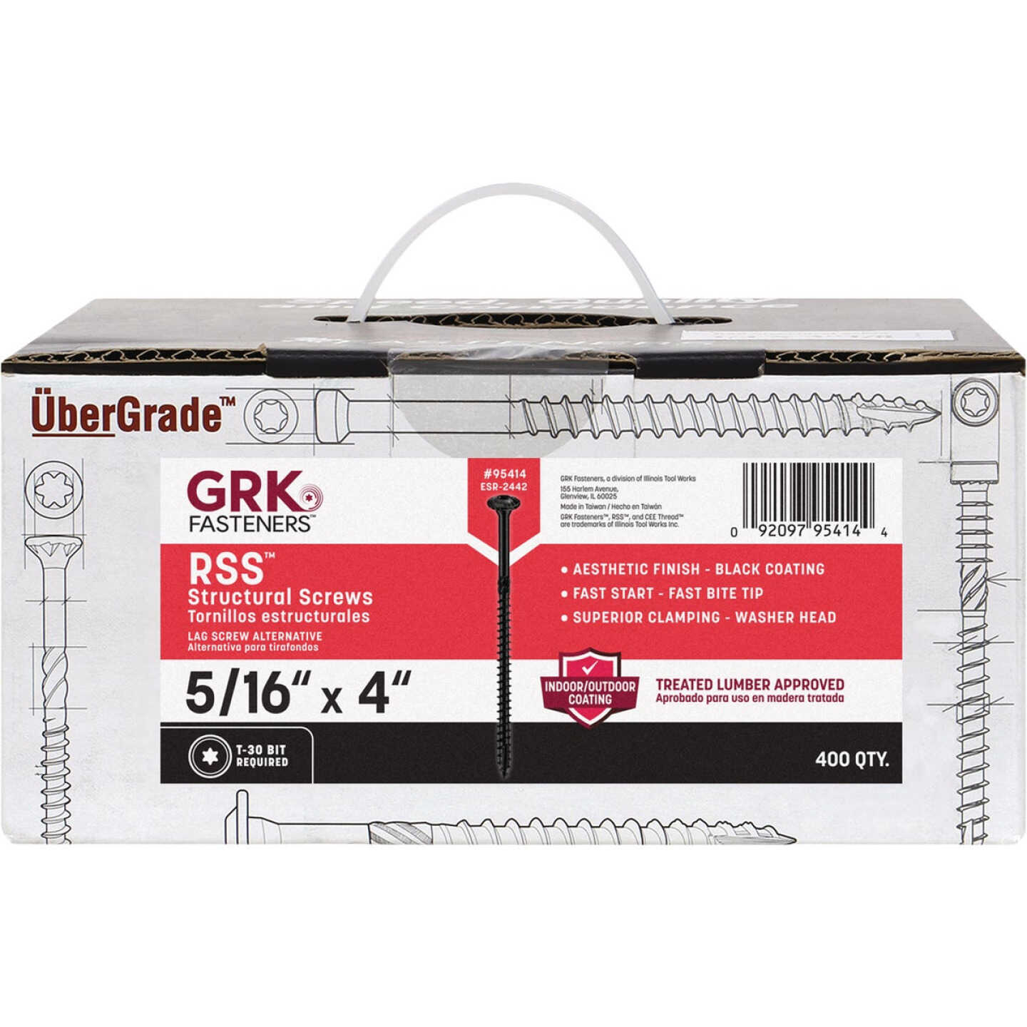 GRK RSS 5/16 In. x 4 In. Black Exterior Wood Structural Screw (400-Count) Image 1