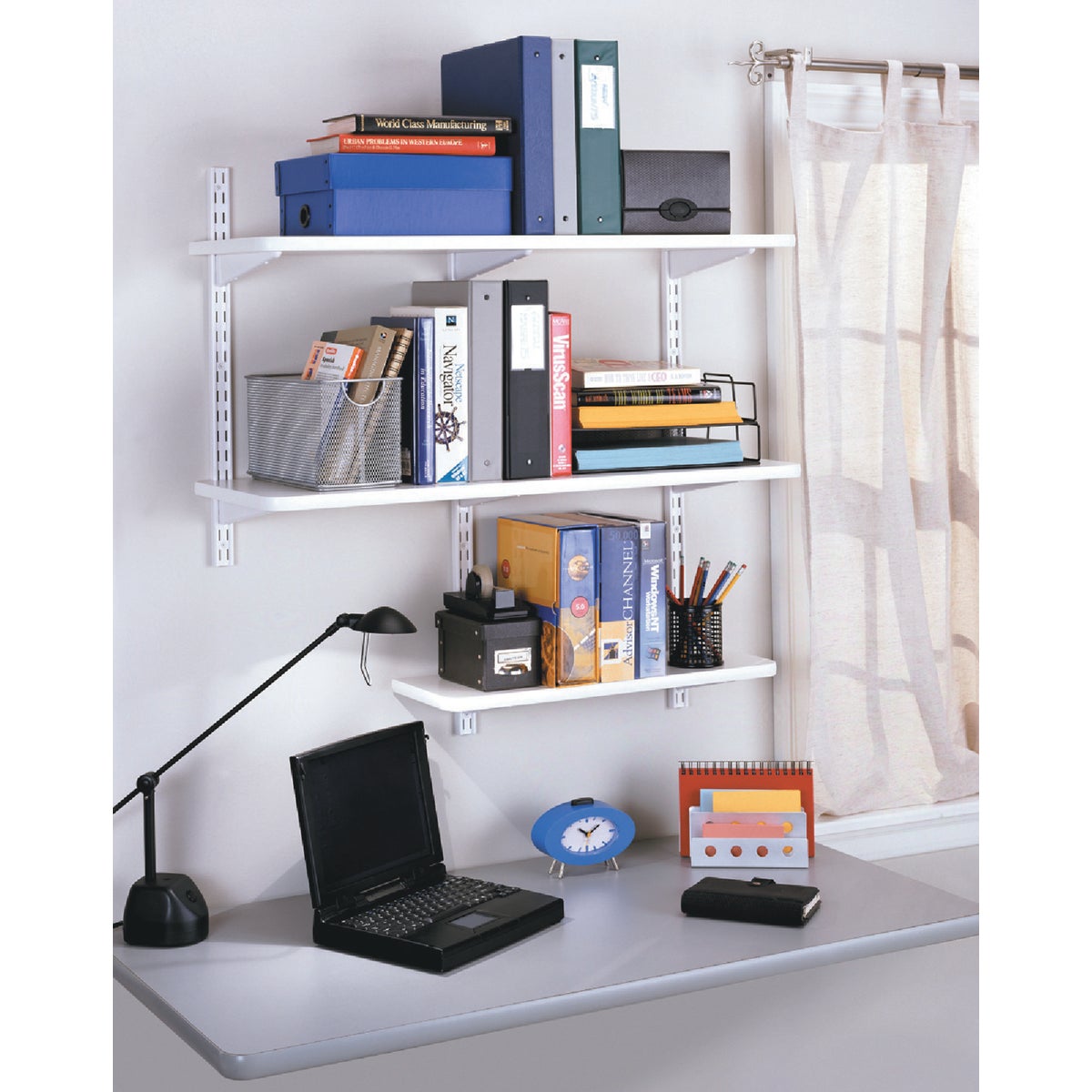Knape & Vogt 82 Series 39 In. White Steel Heavy-Duty Double-Slot Shelf Standard Image 2