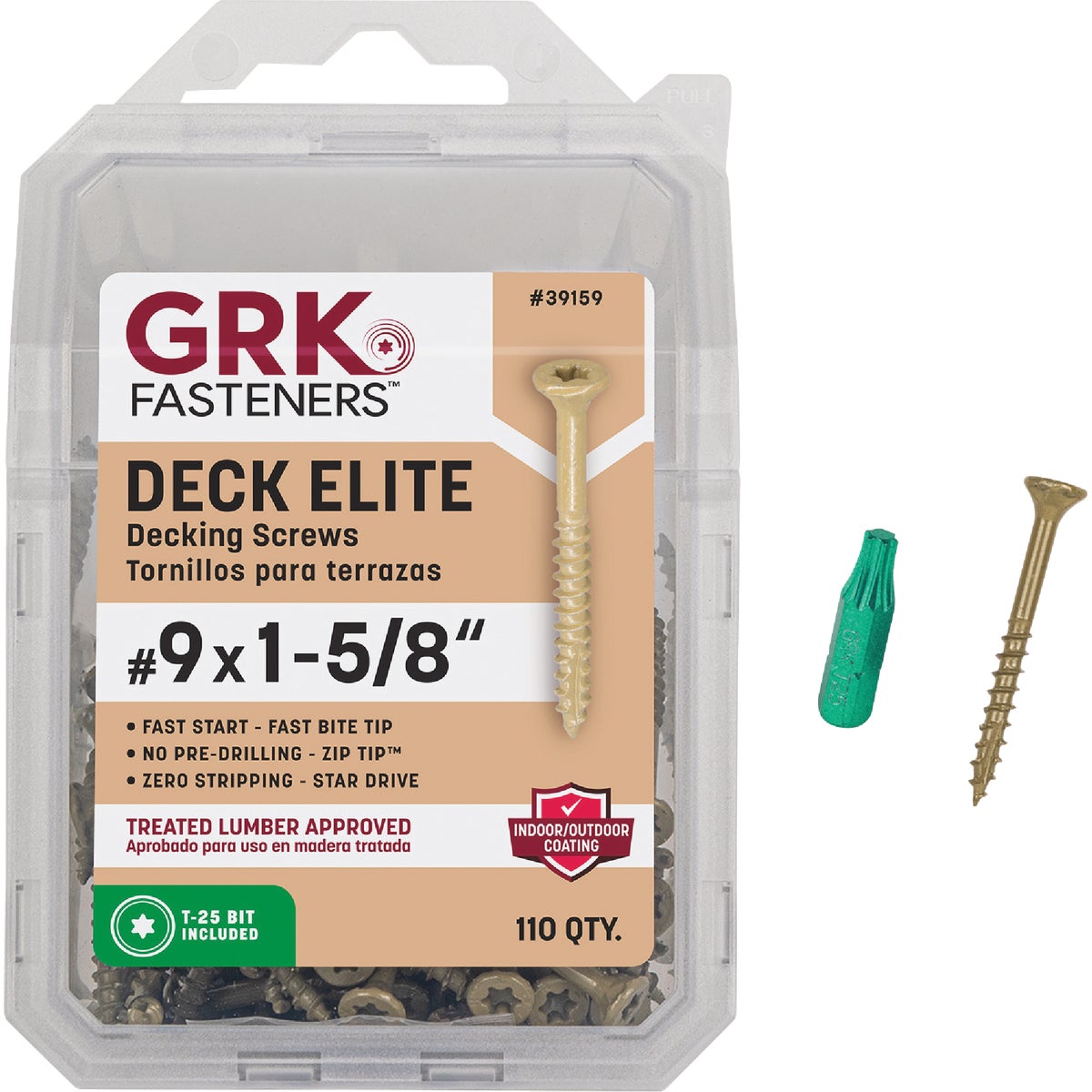 GRK Deck Elite #9 x 1-5/8 In. Star Drive Bugle-Head Deck Screw (110-Count)
