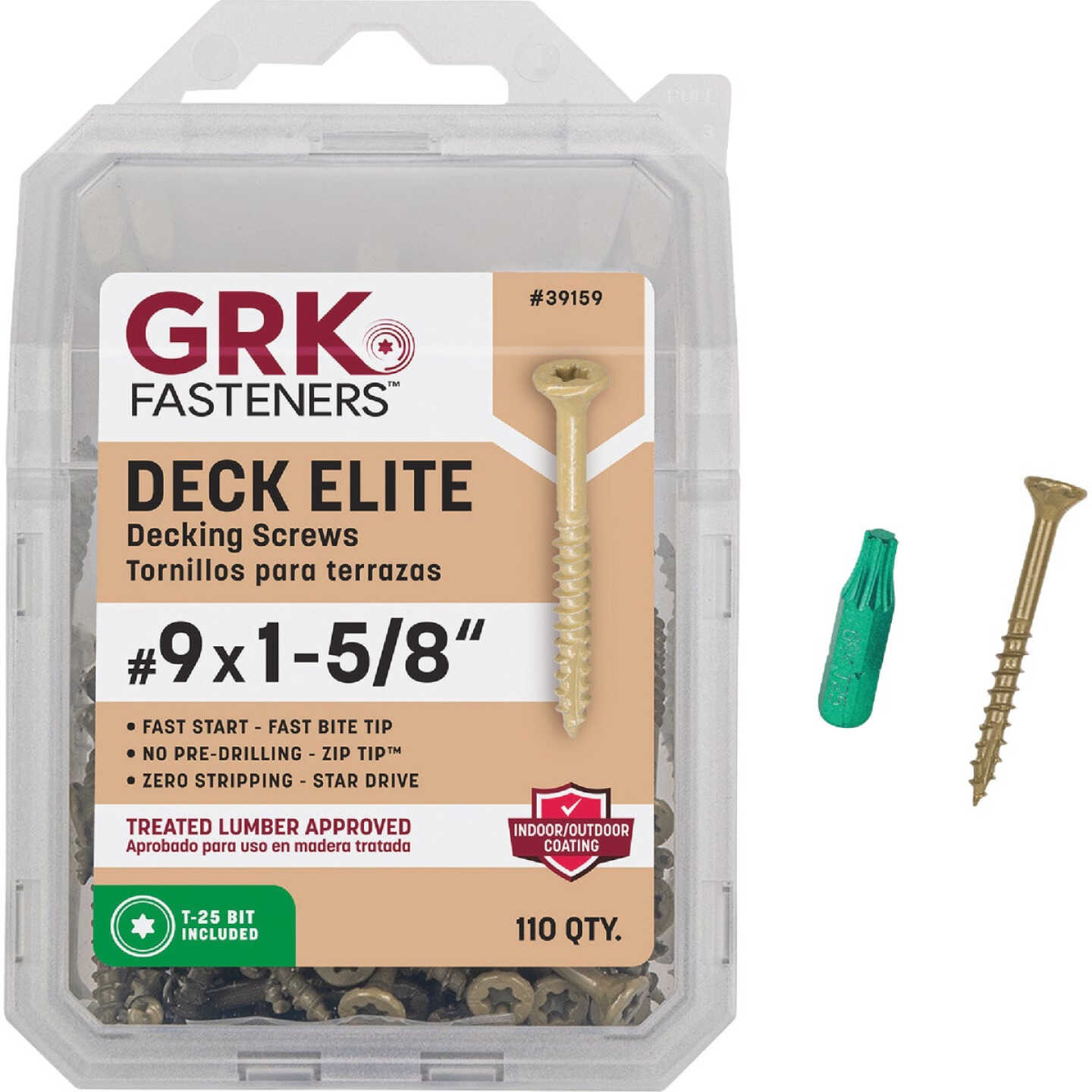 GRK Deck Elite #9 x 1-5/8 In. Star Drive Bugle-Head Deck Screw (110-Count) Image 1
