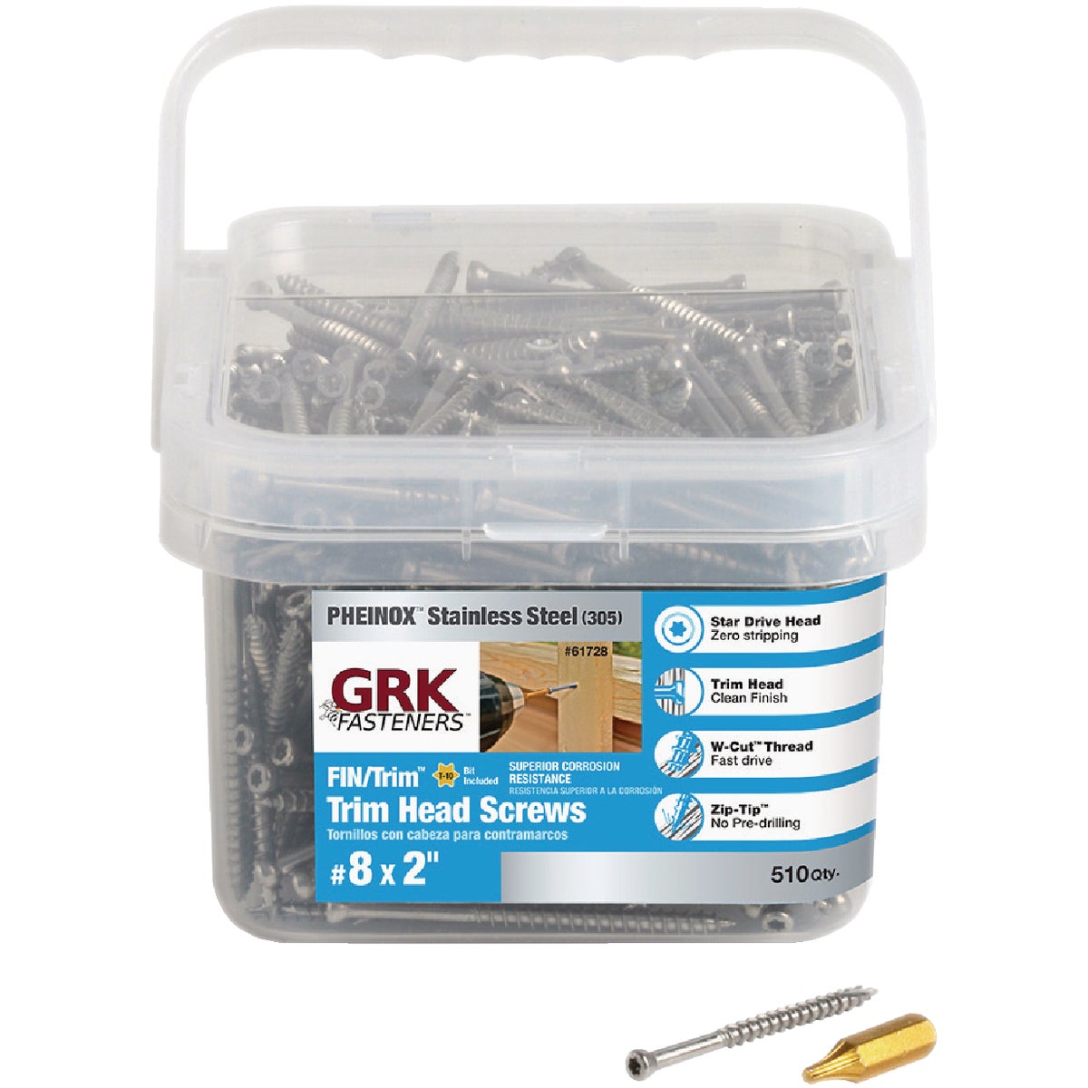 GRK #8 x 2 In. Star Drive Stainless Steel Trim Screw (510-Count)