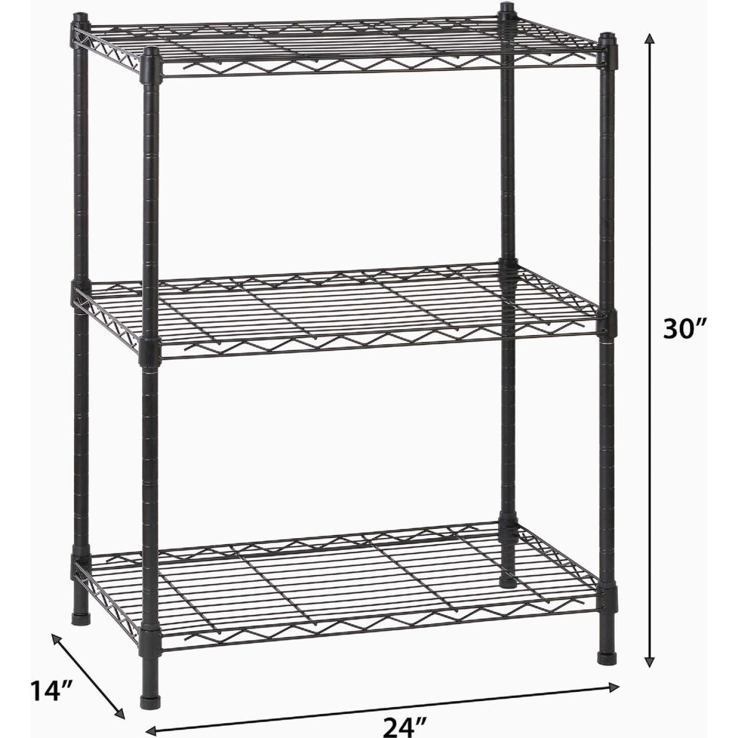 Muscle Rack 24 In. x 14 In. x 30 In. 3-Tier Black Wire Shelving Unit Image 2