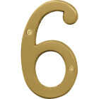 Hy-Ko 4 In. Brushed Brass Number 6 Image 1
