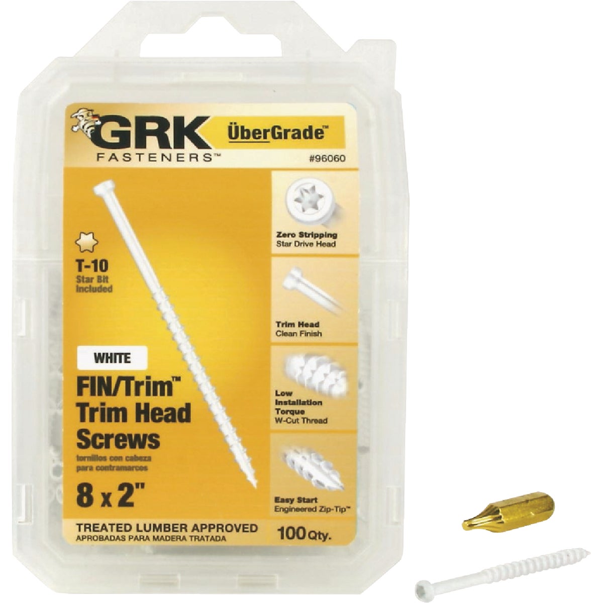GRK #8 x 2 In. Star Drive White Steel Trim Screw (100-Count)