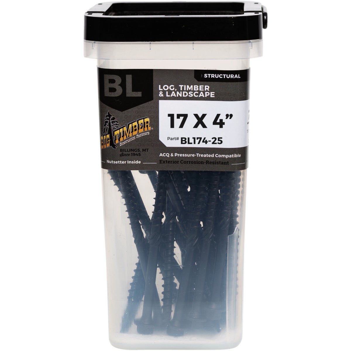 Big Timber #17 x 4 In. Hex Head Black Structure Screw (25-Count) Image 1