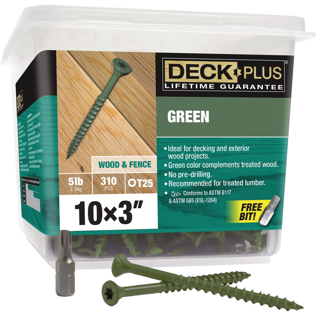 Hillman Deck Plus #10 x 3 In. Green Deck Screw (310-Count)