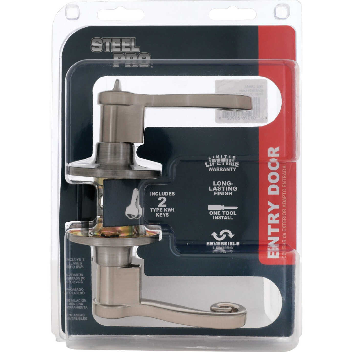 Steel Pro Brushed Nickel Scroll Entry Door Lever Image 2