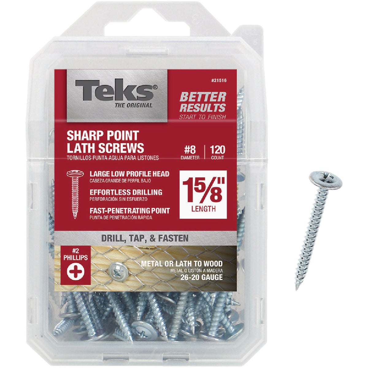 Teks #8 x 1-5/8 In. Modified Truss Head Sharp Point Lath Screw (120-Count)