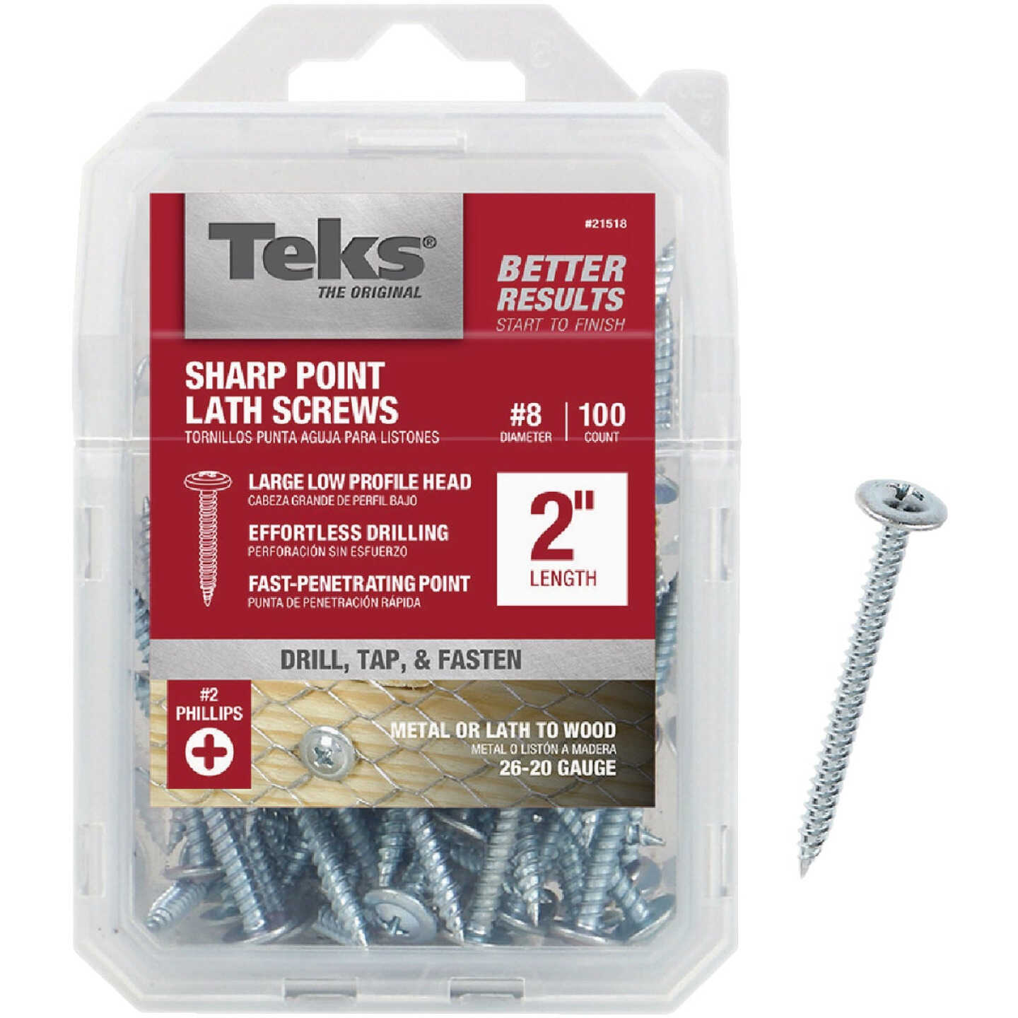 Teks #8 x 2 In. Modified Truss Head Sharp Point Lath Screw (100-Count) Image 1
