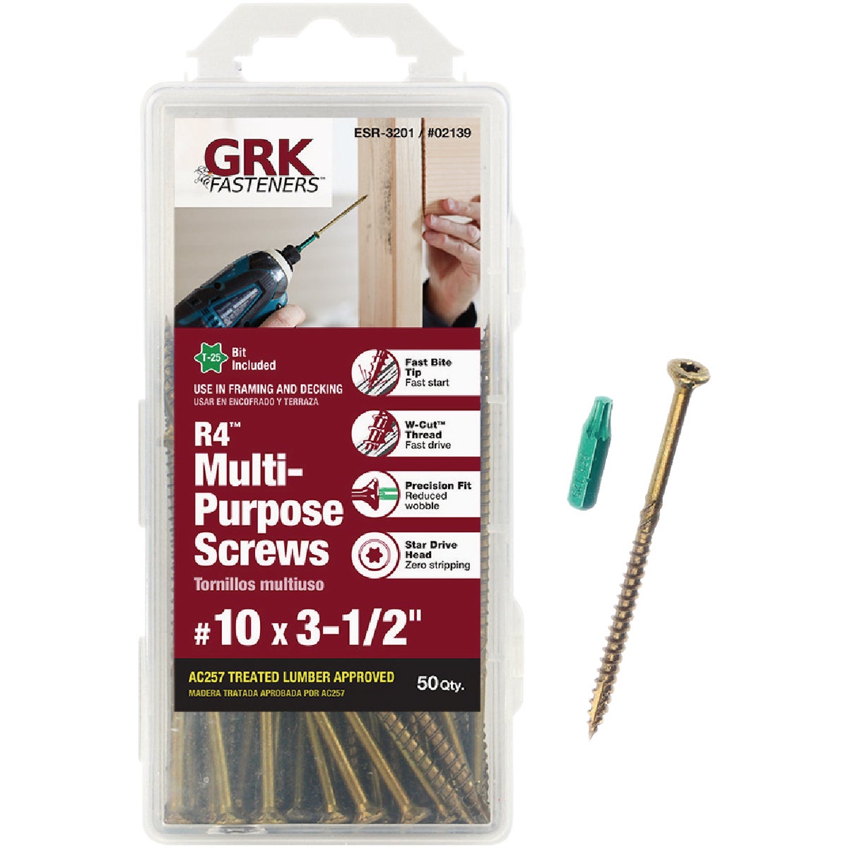 GRK R4 #10 x 3-1/2 In. Star Drive Multi-Purpose Wood Screw (50-Count)