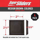 Super Sliders 2 In. Brown Square Furniture Leg Cup (4-Pack) Image 2
