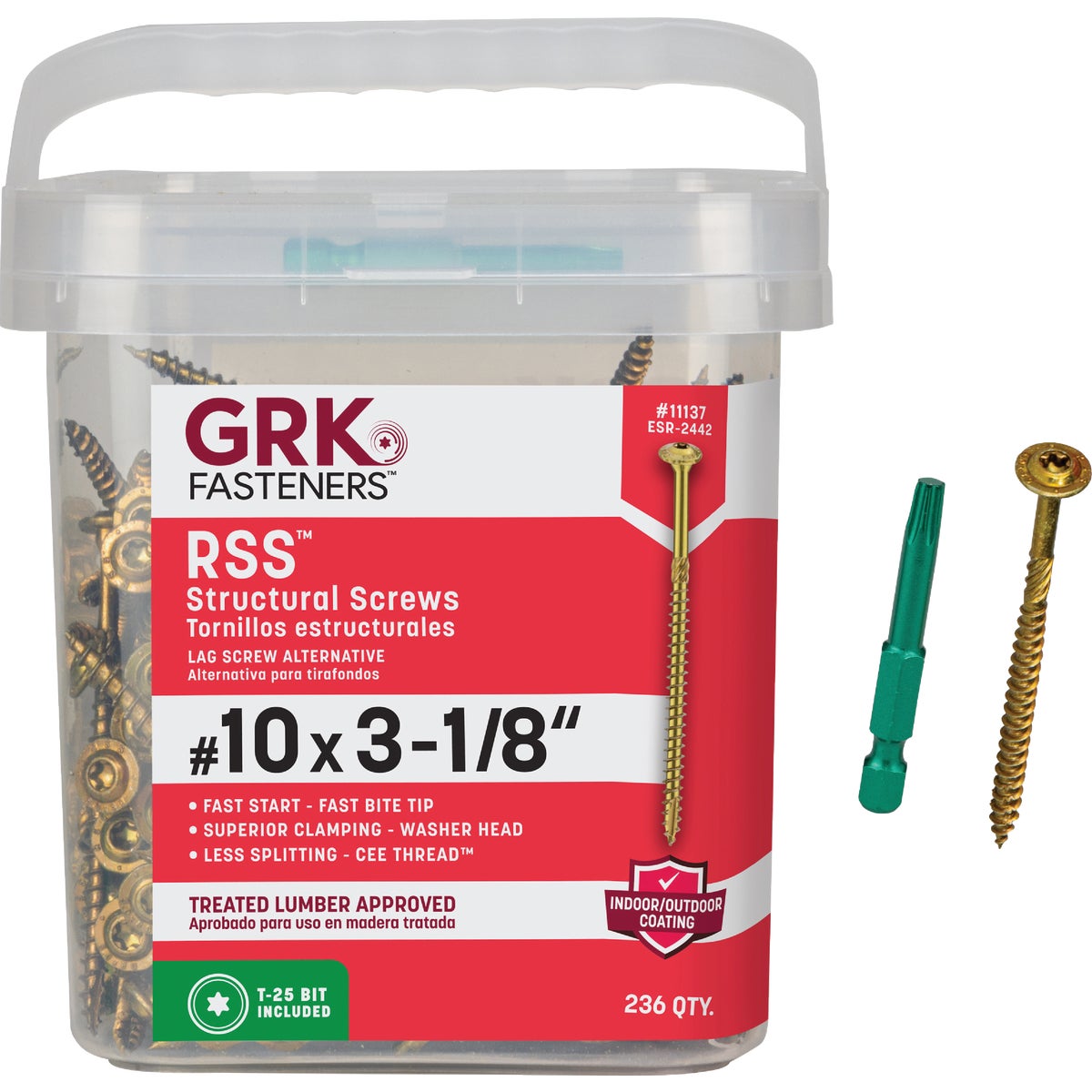 GRK RSS Rugged #10 x 3-1/8 In. Star Drive Washer-Head Structure Screw (236-Count)