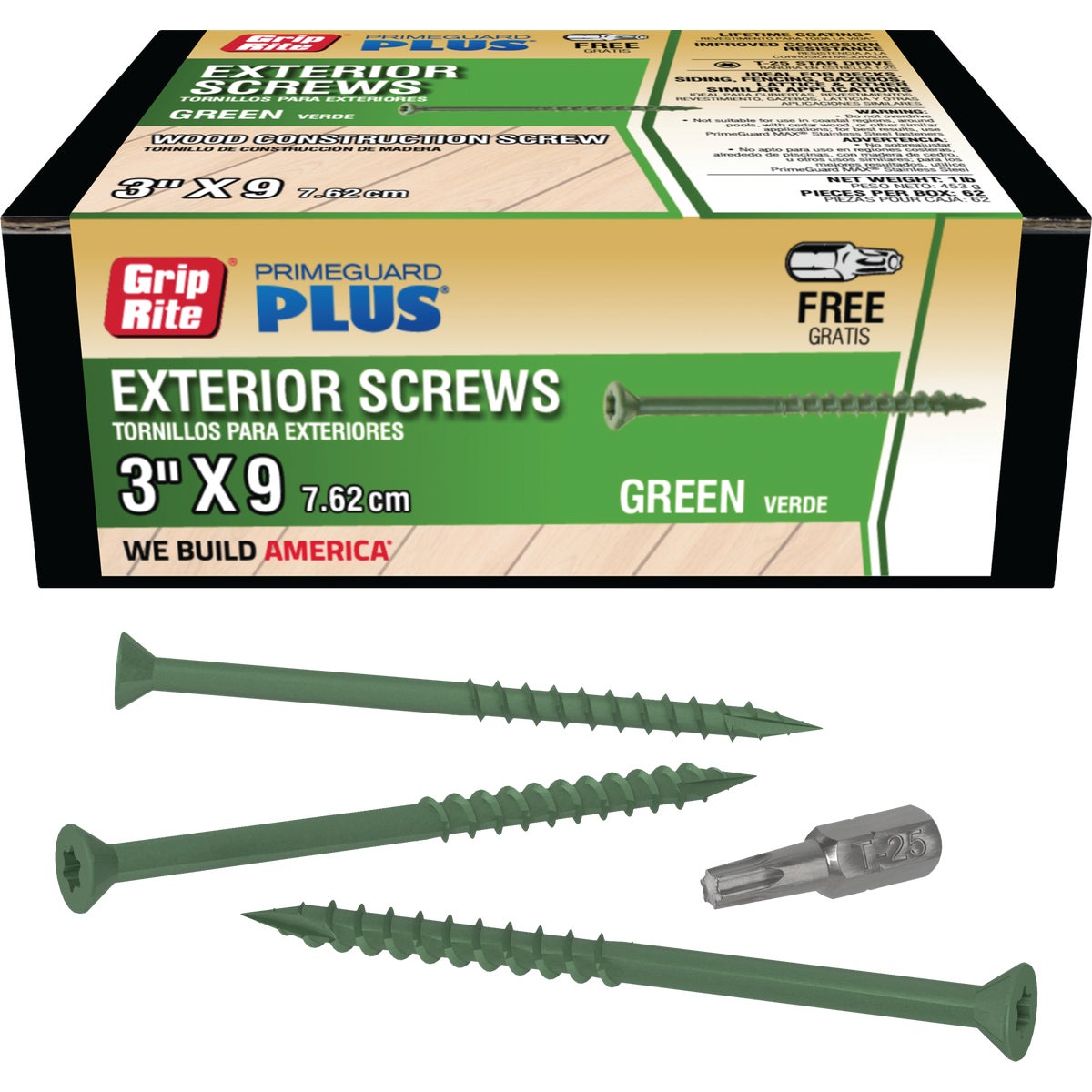 Grip-Rite PrimeGuard Plus 3 In. x 9 ga Star Drive Green Self-Drilling Exterior Screw (1 Lb.) Image 1