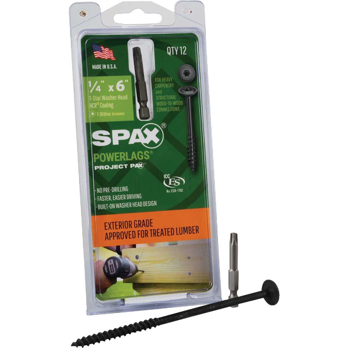SPAX PowerLags 1/4 In. x 6 In. T30 Washer Head HCR (Exterior Rated) Lag Screw (12-Count)