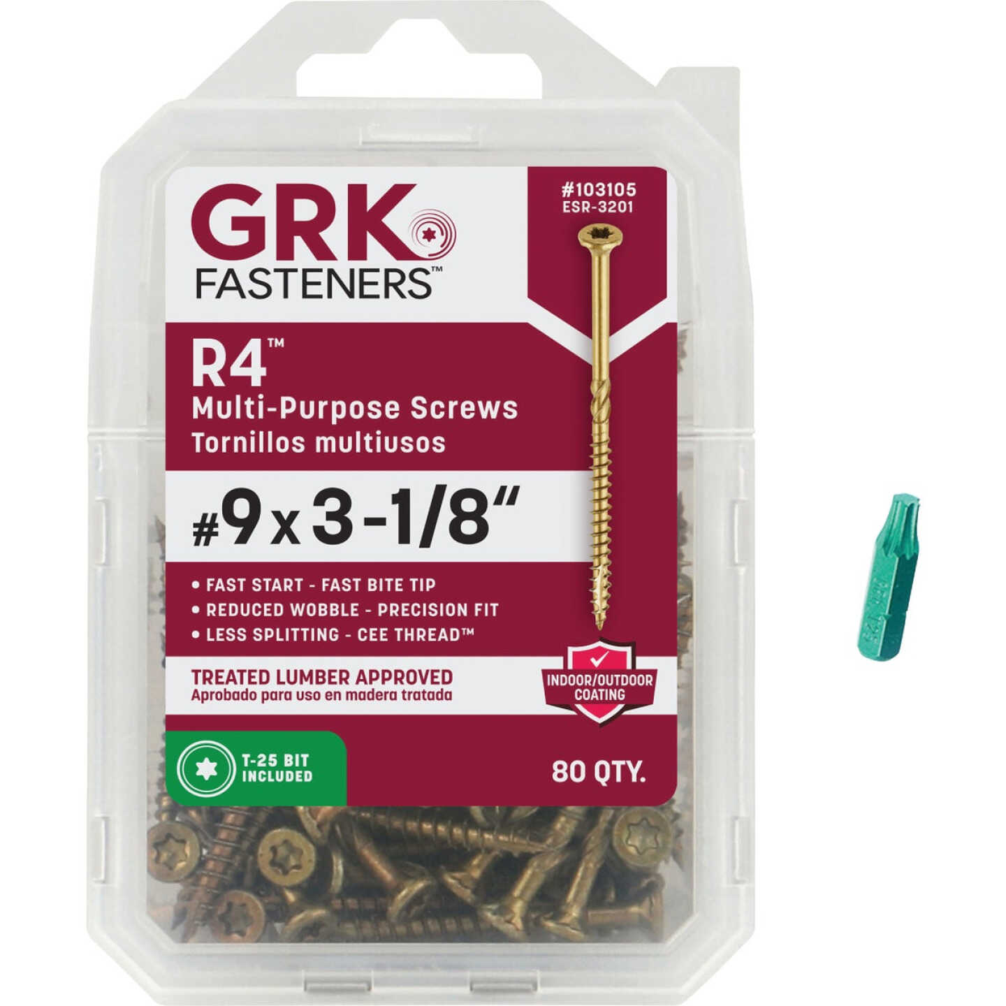 GRK R4 #9 x 3-1/8 In. Star Drive Multi-Purpose Wood Screw (80-Count) Image 1