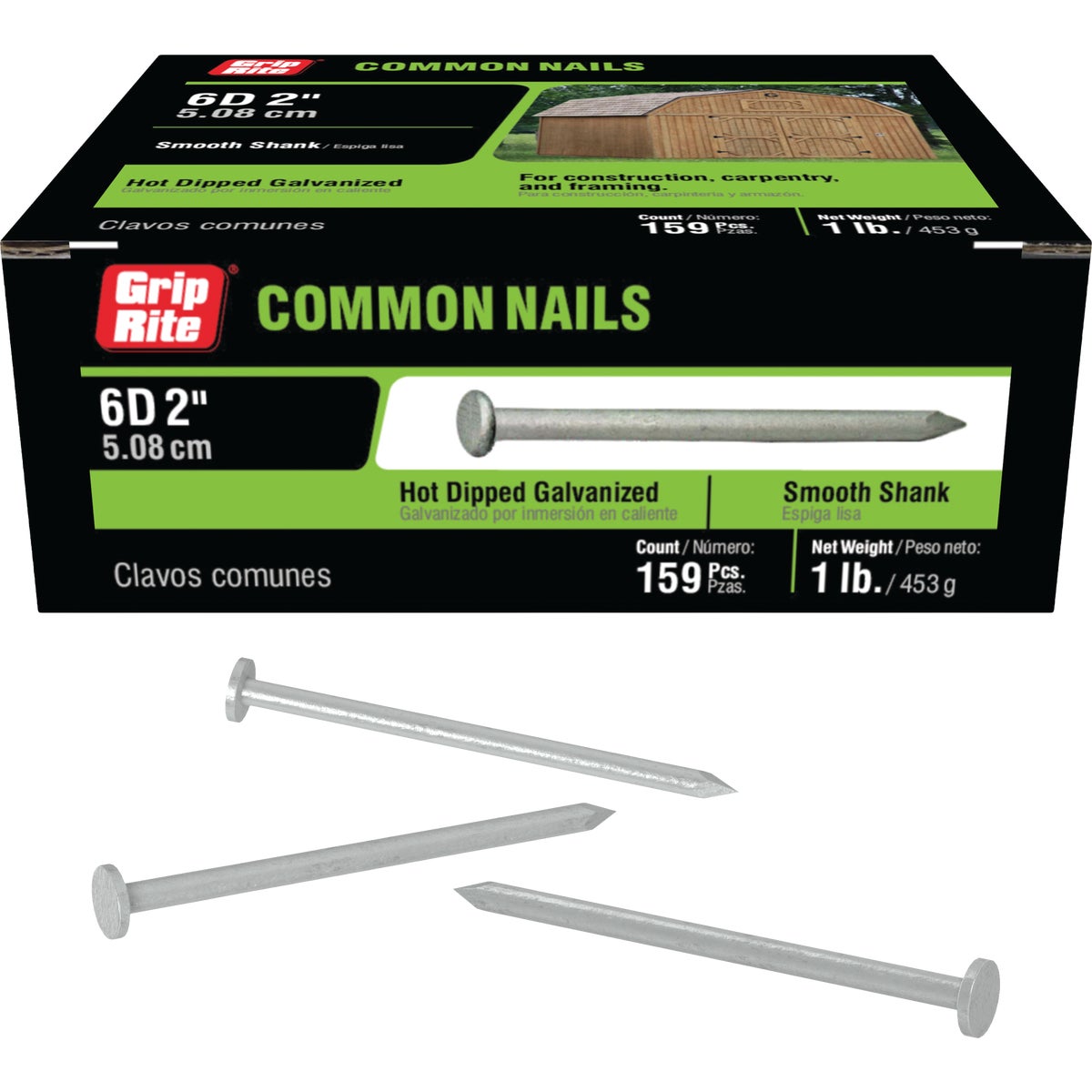 Grip-Rite 2 In. x 11-1/2 ga x 6d Hot Galvanized Common Nails (167-Count)