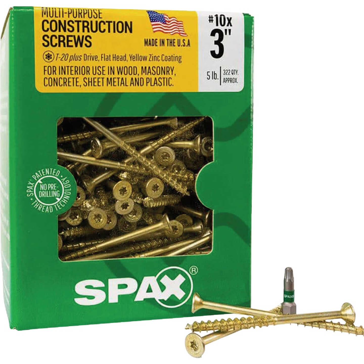 SPAX #10 x 3 In. T20 Plus Flat Head Yellow Zinc (Interior) Wood Screw (322-Count) Image 5