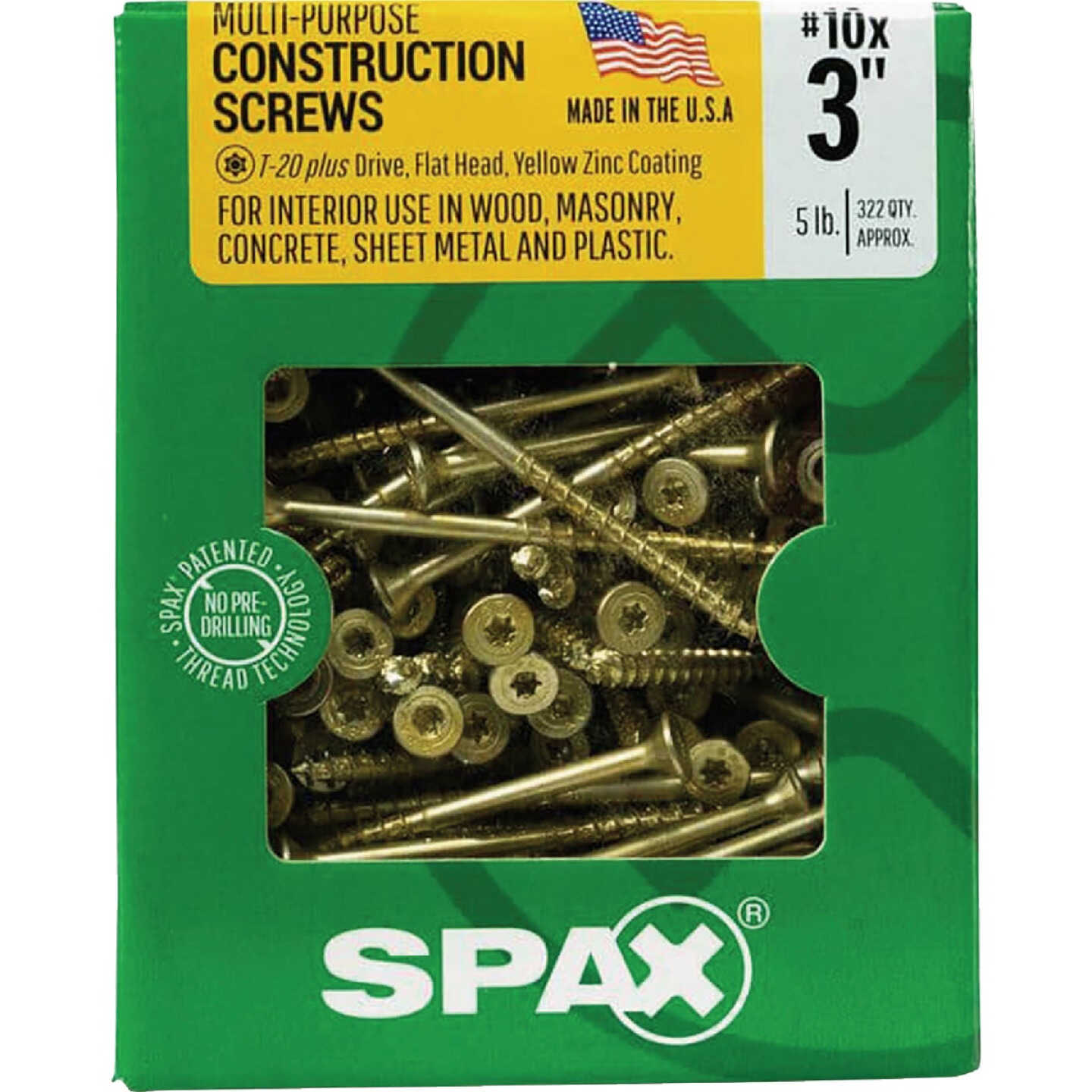 SPAX #10 x 3 In. T20 Plus Flat Head Yellow Zinc (Interior) Wood Screw (322-Count) Image 6
