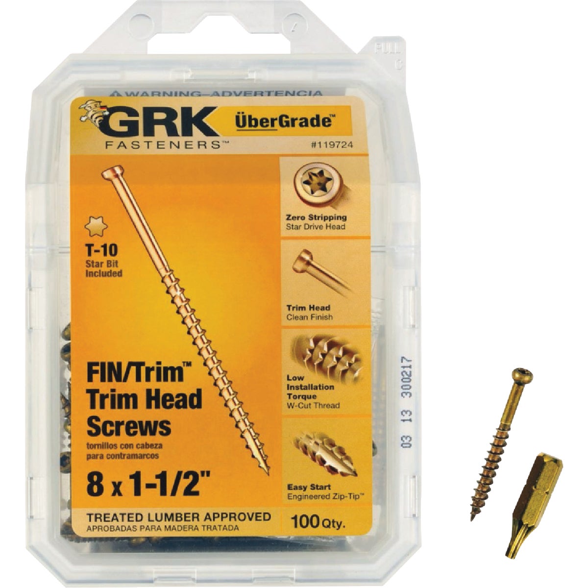 GRK #8 x 1-1/2 In. Star Drive Steel Trim Screw (100-Count)