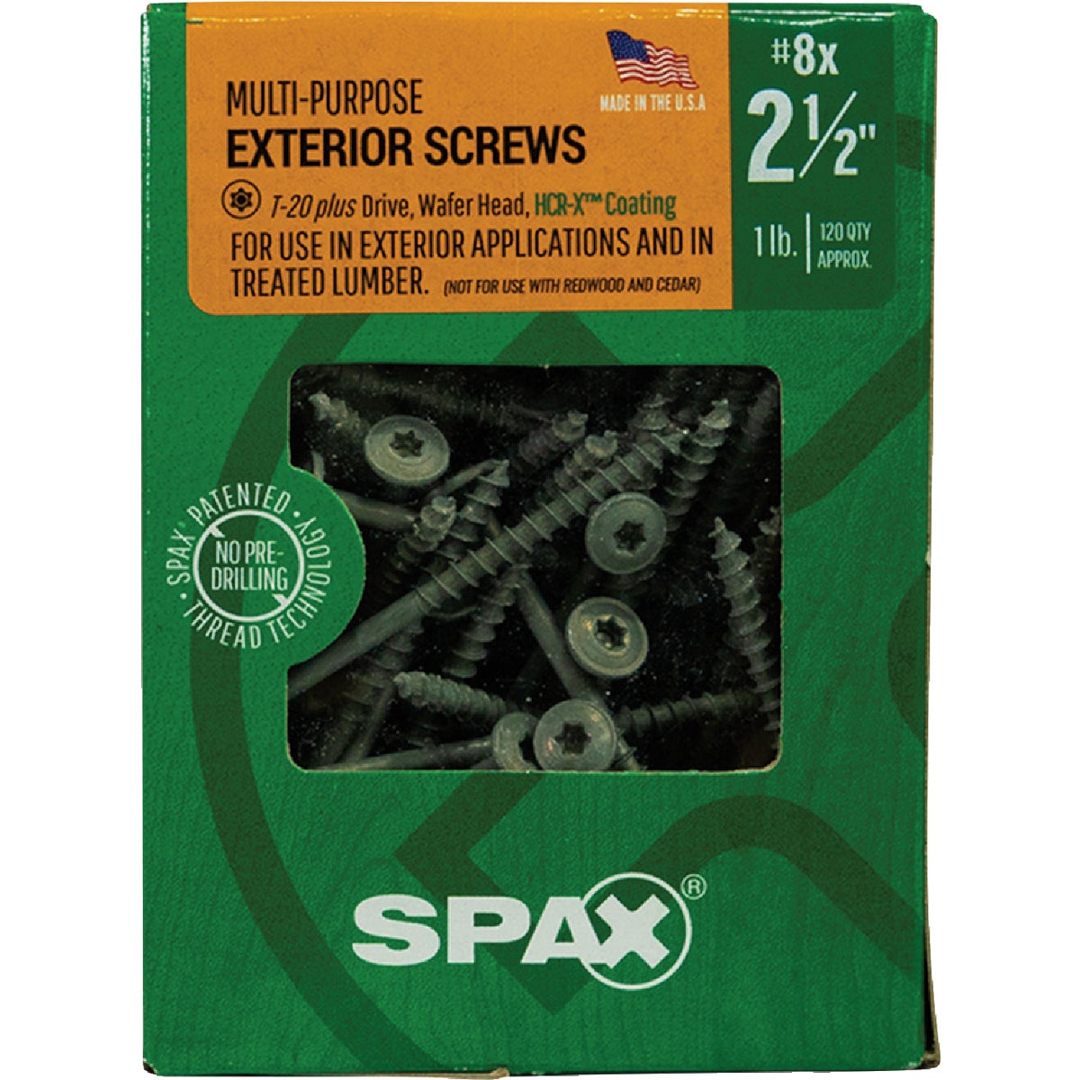 SPAX #8 x 2-1/2 In. T20 Plus Wafer Head HCR-X (Exterior Rated) Wood Screw (120-Count) Image 4