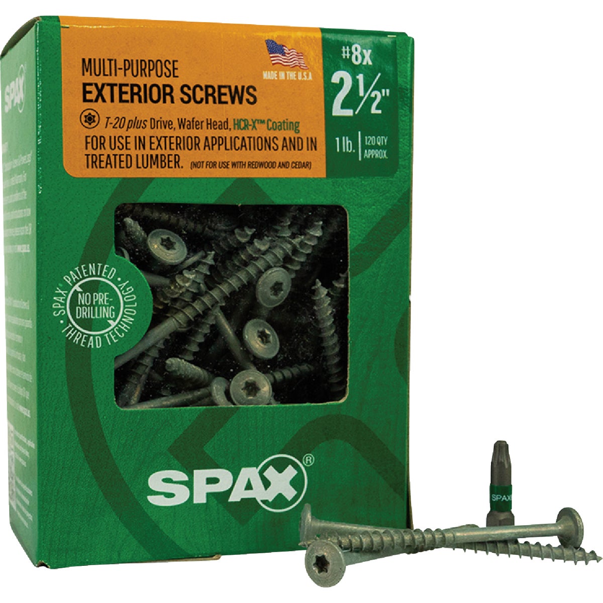 SPAX #8 x 2-1/2 In. T20 Plus Wafer Head HCR-X (Exterior Rated) Wood Screw (120-Count) Image 6