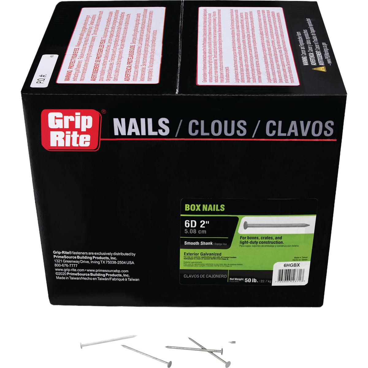 Grip-Rite 2 In. 6d x 12.5 ga Hot Dipped Galvanized Steel Box Nail (50 Lb.)