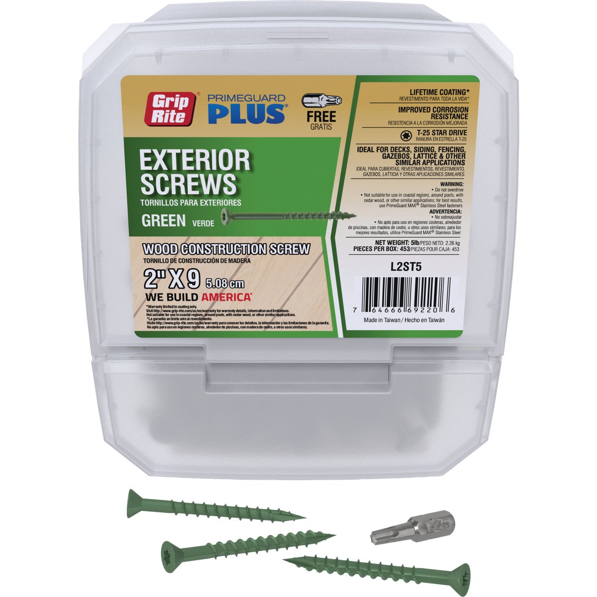 Grip-Rite PrimeGuard Plus 2 In. x 9 ga Star Drive Green Self-Drilling Exterior Screw (5 Lb.) Image 1