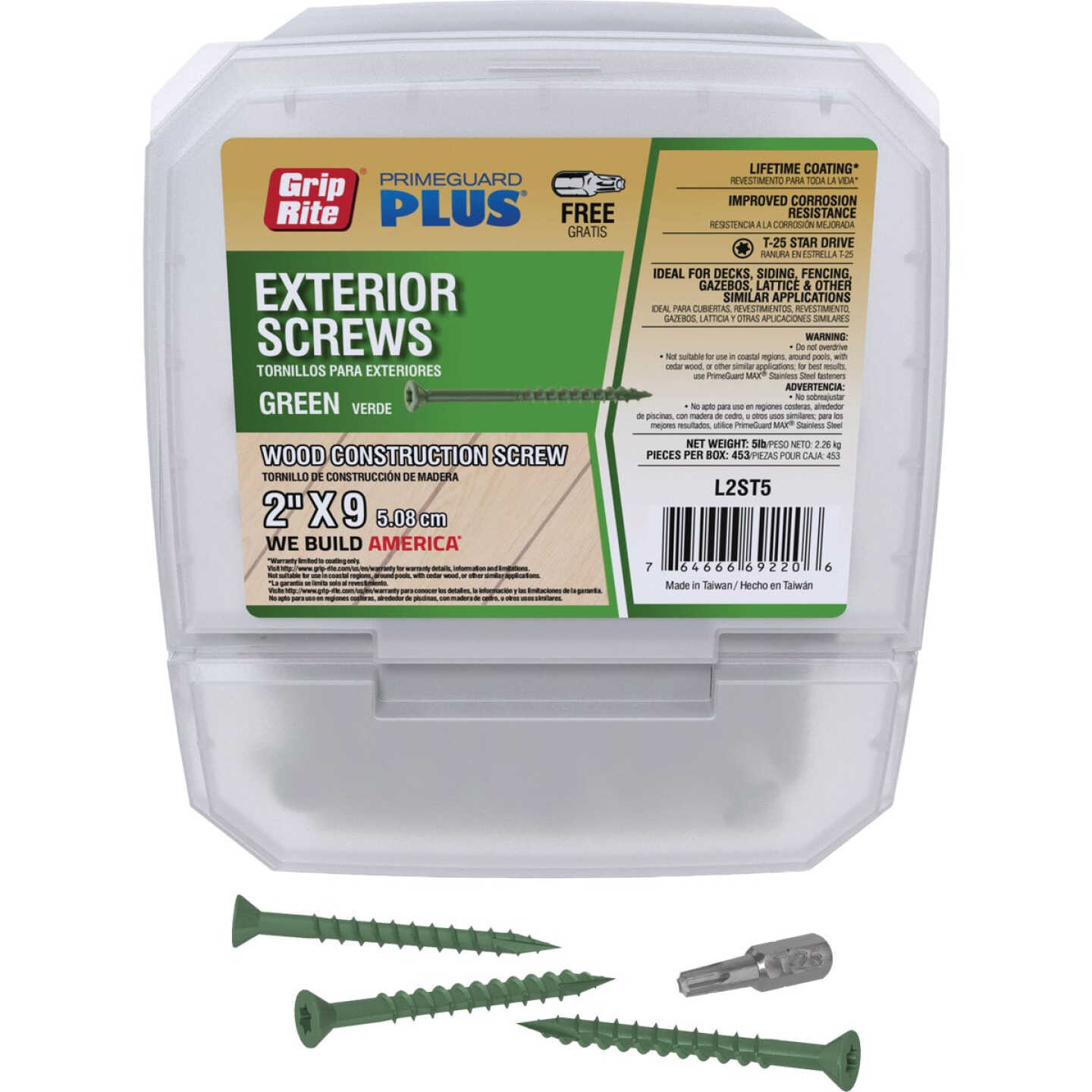 Grip-Rite PrimeGuard Plus 2 In. x 9 ga Star Drive Green Self-Drilling Exterior Screw (5 Lb.) Image 1