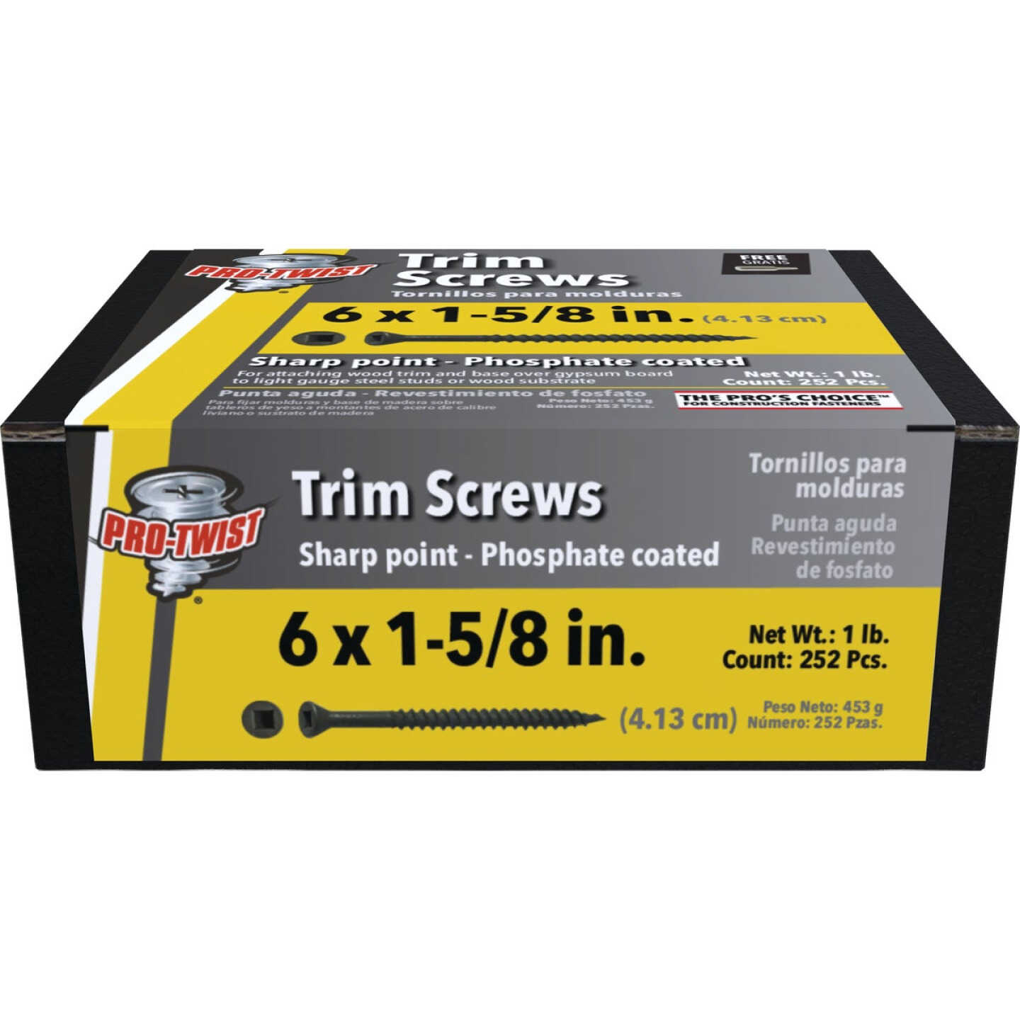 Pro-Twist 1-5/8 In. x 6 ga Phosphate Coated Trim Head Screw (1 Lb.) Image 1