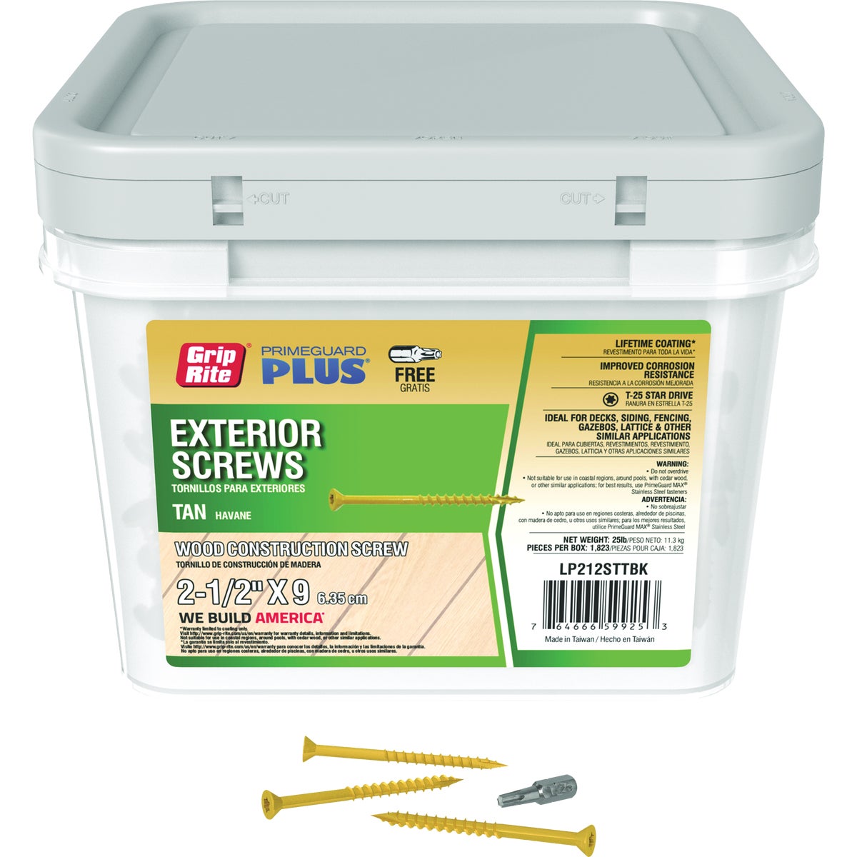 Grip-Rite PrimeGuard Plus #9 x 2-1/2 In. Star Drive Tan Self-Drilling Exterior Screw (25 Lb.)