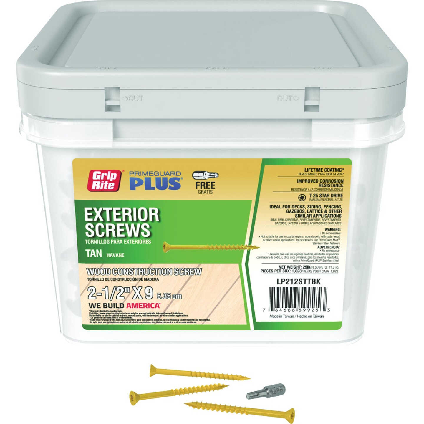 Grip-Rite PrimeGuard Plus #9 x 2-1/2 In. Star Drive Tan Self-Drilling Exterior Screw (25 Lb.) Image 1
