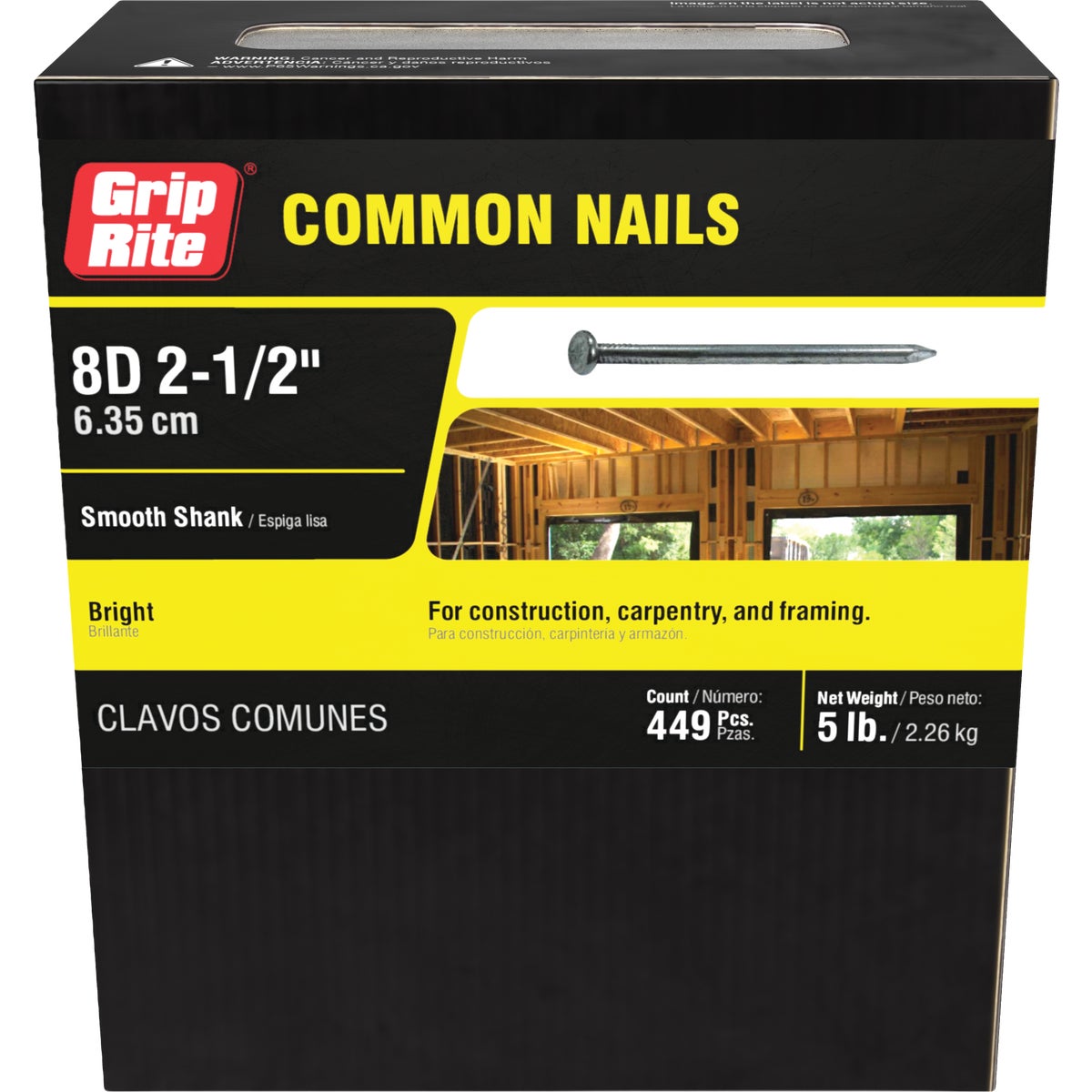 Grip-Rite 2-1/2 In. x 10-1/4 ga x 8d Bright Common Nails (505-Count) Image 2