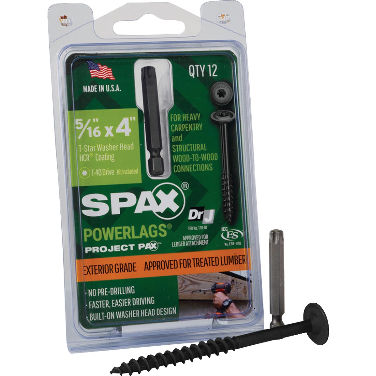 SPAX PowerLags 5/16 In. x 4 In. T40 Washer Head HCR (Exterior Rated) Lag Screw (12-Count)